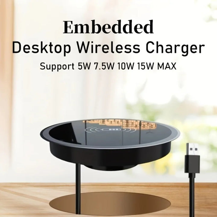 Embedded Desktop Wireless Charger – flush desk installation