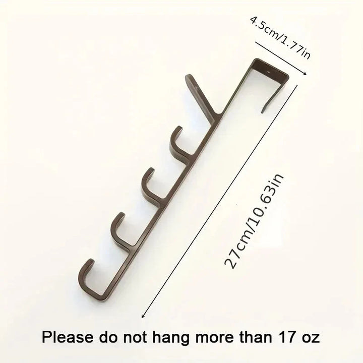 Over-the-door 5-hook storage rack organizer