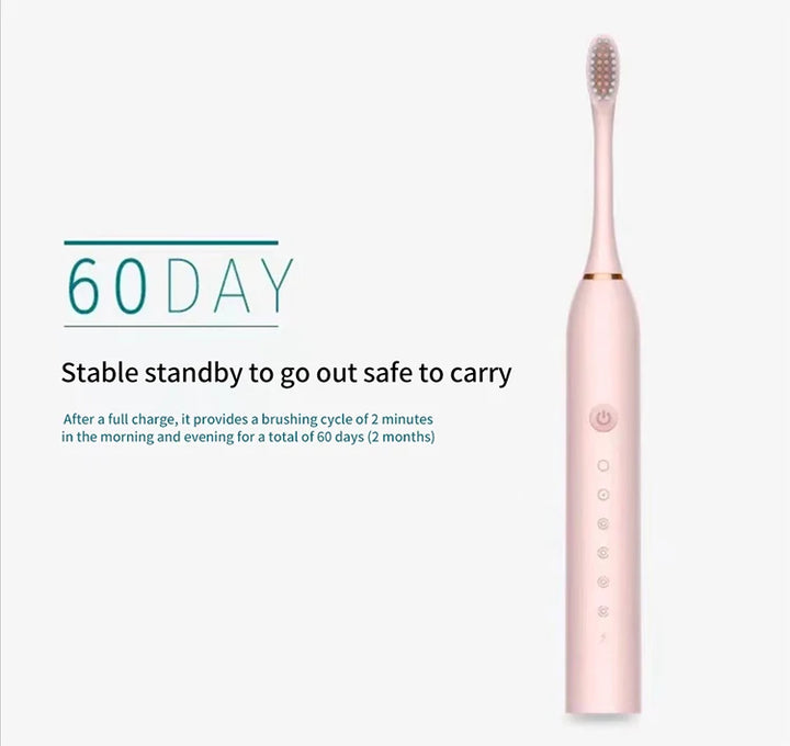 Rechargeable electric toothbrush with 6 cleaning modes
