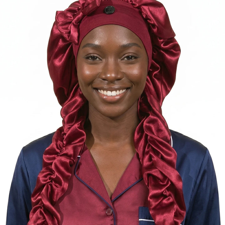 Heatless Curl Satin Bonnet – before and after curls (view 3)
