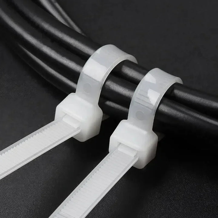 Self-locking nylon cable ties, assorted sizes