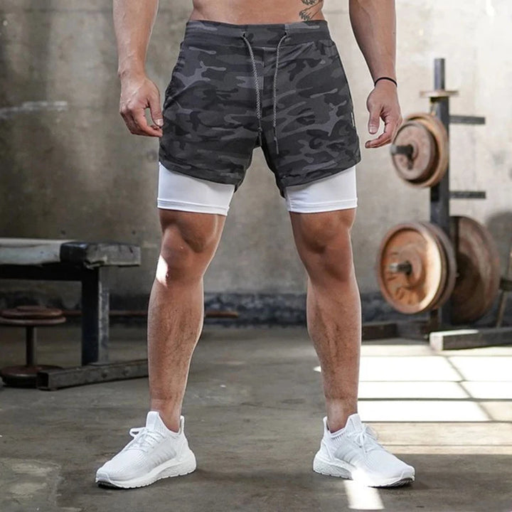 Men's 2-in-1 quick-dry running shorts with liner