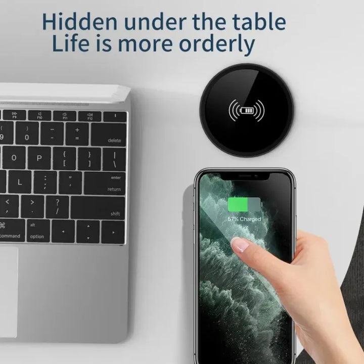 Embedded Desktop Wireless Charger – charging a Samsung phone