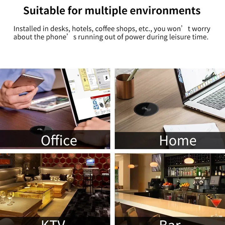 Embedded Desktop Wireless Charger – top view (view 2)