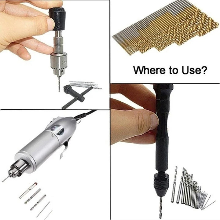 Titanium-coated HSS drill bit set, multiple sizes
