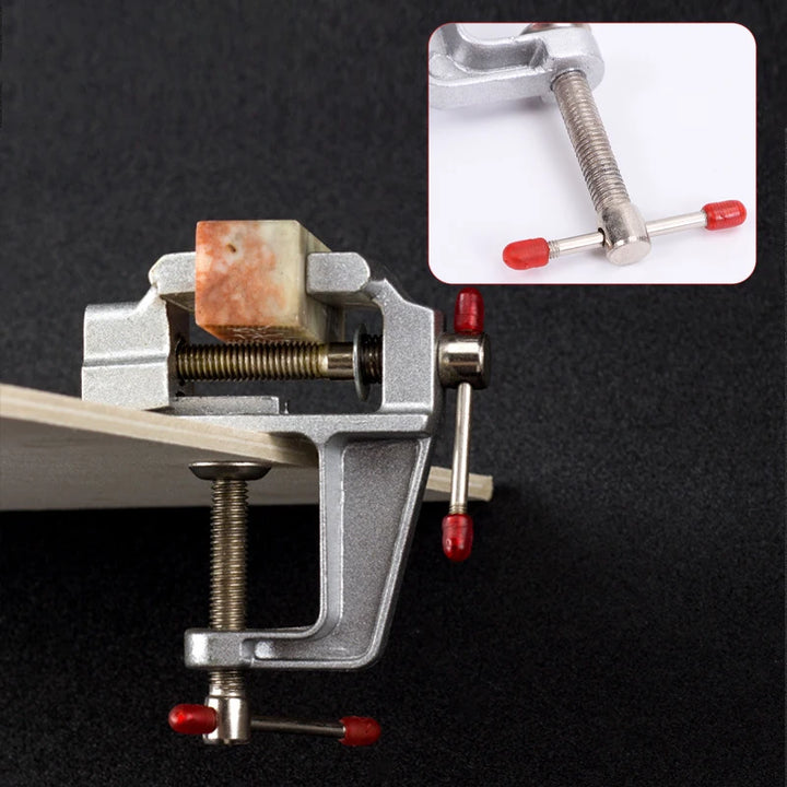 Mini aluminum bench vise clamp for hobby and craft work