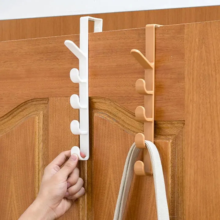 Over-the-door 5-hook storage rack organizer