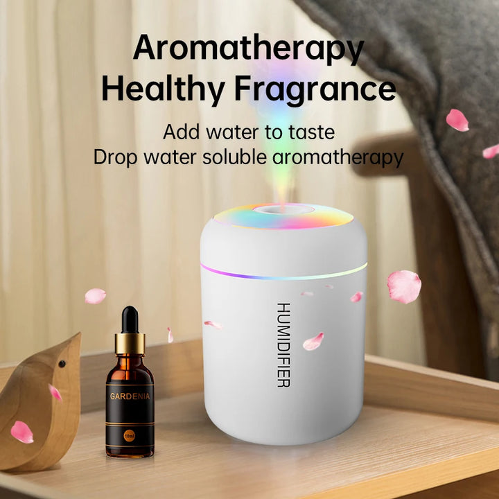 USB mini humidifier and aroma diffuser with light