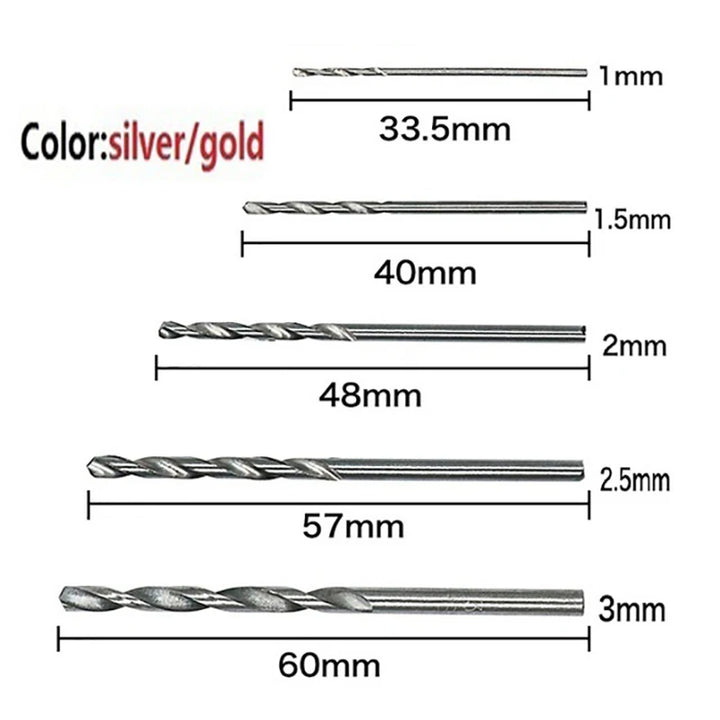 Titanium-coated HSS drill bit set, multiple sizes