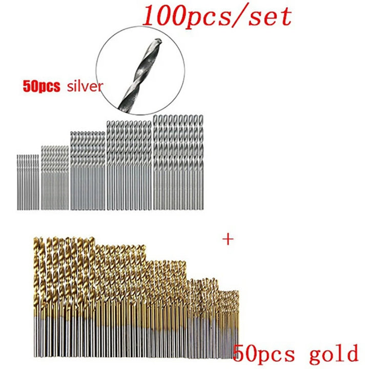 Titanium-coated HSS drill bit set, multiple sizes