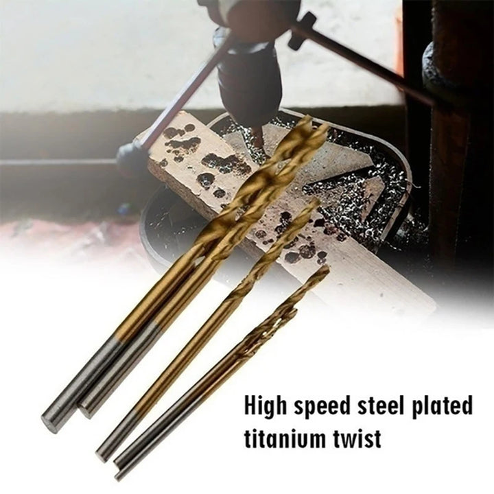 Titanium-coated HSS drill bit set, multiple sizes