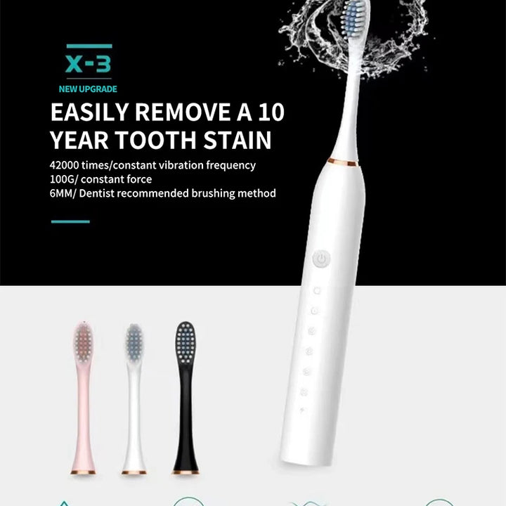 Rechargeable electric toothbrush with 6 cleaning modes