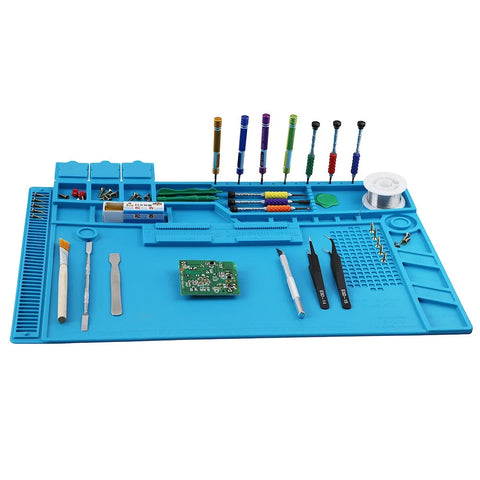 Heat-resistant silicone soldering mat with anti-static surface