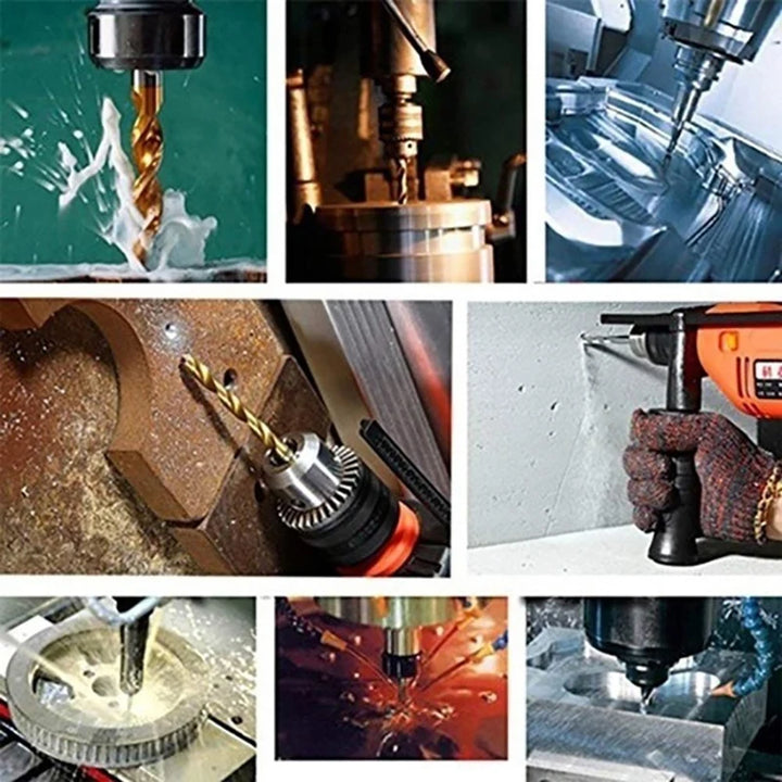 Titanium-coated HSS drill bit set, multiple sizes