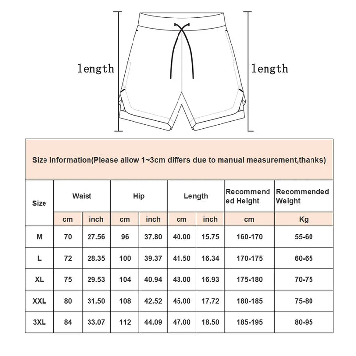 Men's 2-in-1 quick-dry running shorts with liner