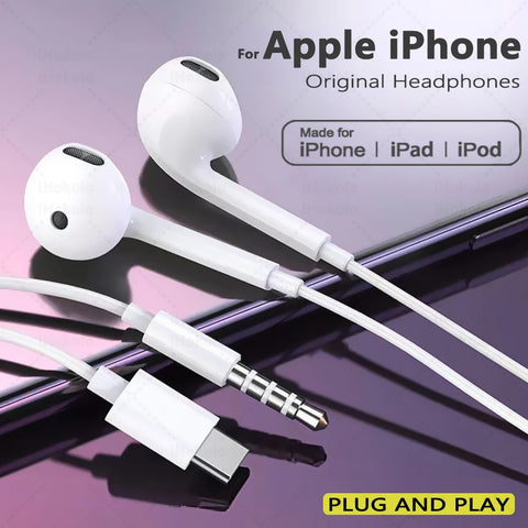 USB-C wired earbuds with microphone