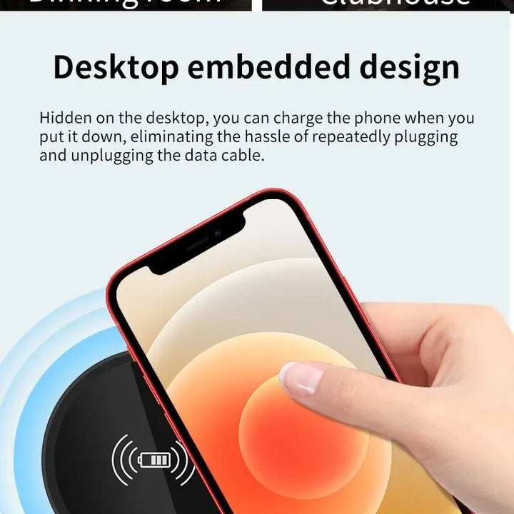Embedded Desktop Wireless Charger – side profile (view 2)