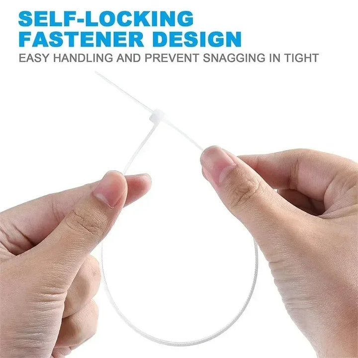 Self-locking nylon cable ties, assorted sizes