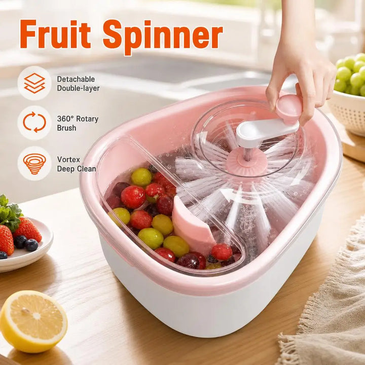 Fruit & Vegetable Cleaner Spinner – spinning in action (view 2)