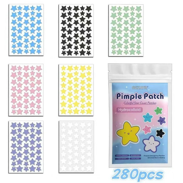 Hydrocolloid pimple patches, star-shaped acne spot treatment
