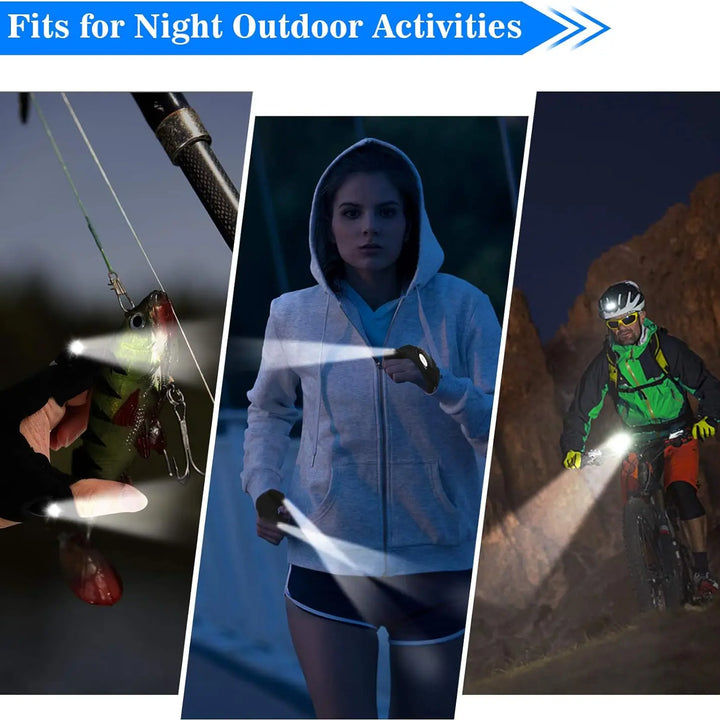 LED fingerless gloves for night fishing and outdoor work