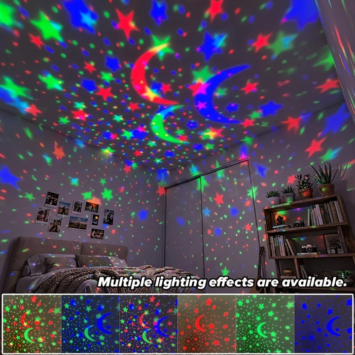 LED star projector night light with rotating galaxy effect