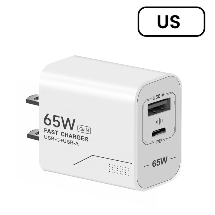65W GaN Dual-Port Fast Wall Charger