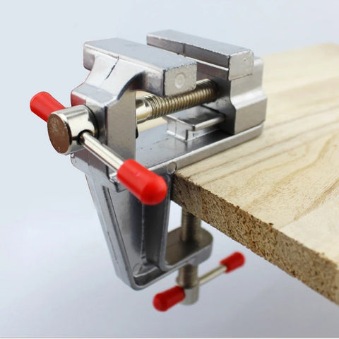 Mini aluminum bench vise clamp for hobby and craft work