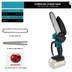 1700RPM 6 Inch Mini Li-Ion Electric Chainsaw One Hand Portable Saw Fit 18V Makita Battery for Wood Cutting （No Battery）