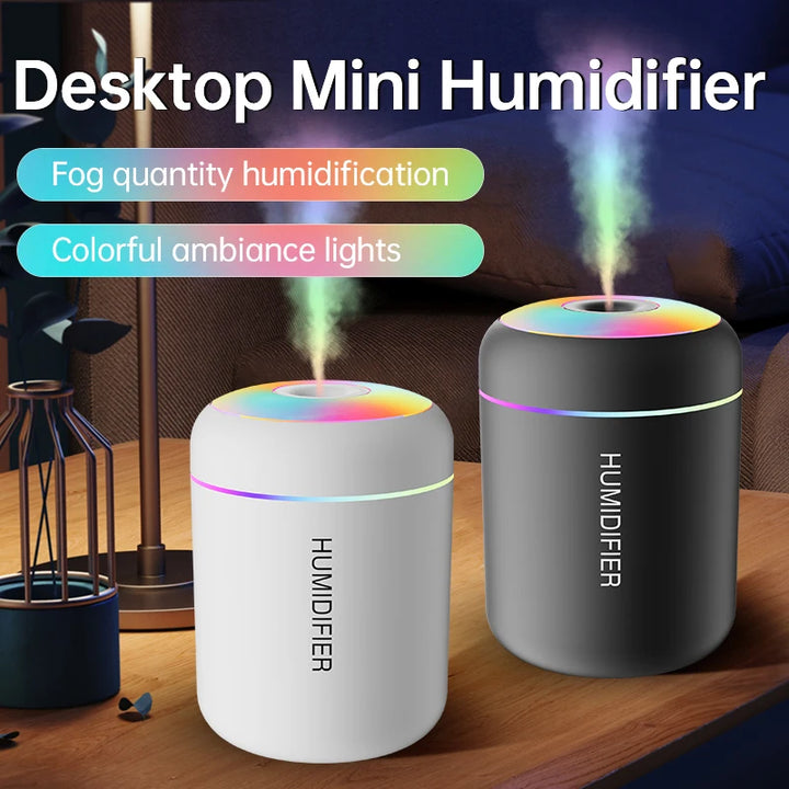 USB mini humidifier and aroma diffuser with light