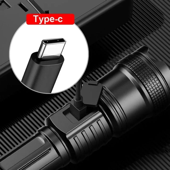 Rechargeable LED tactical flashlight for outdoor use