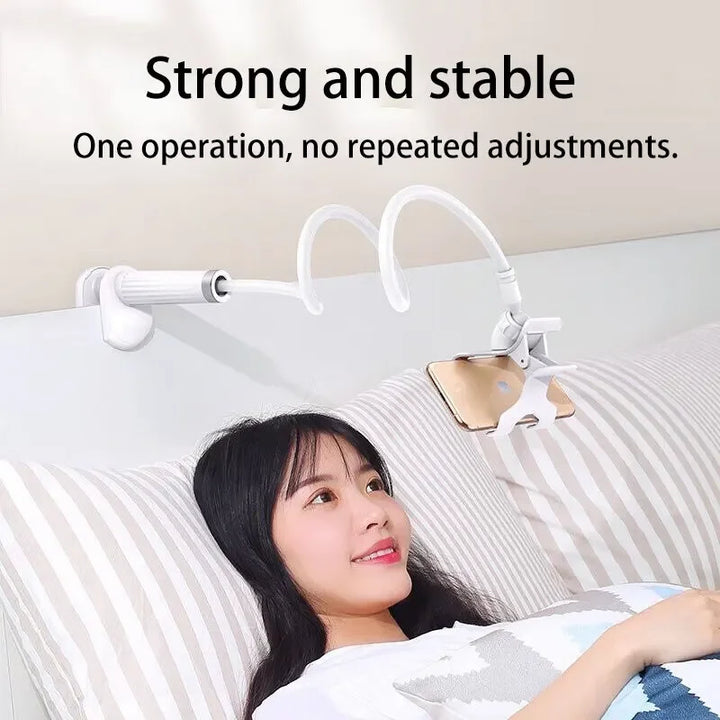 Flexible gooseneck phone holder clamp with long arm