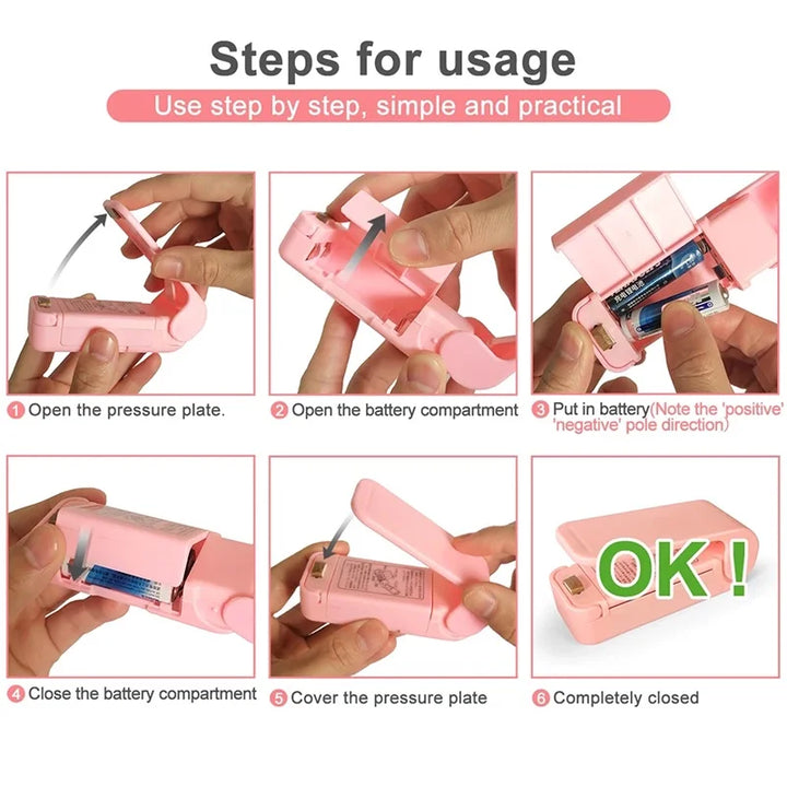 Mini handheld bag sealer for food storage bags