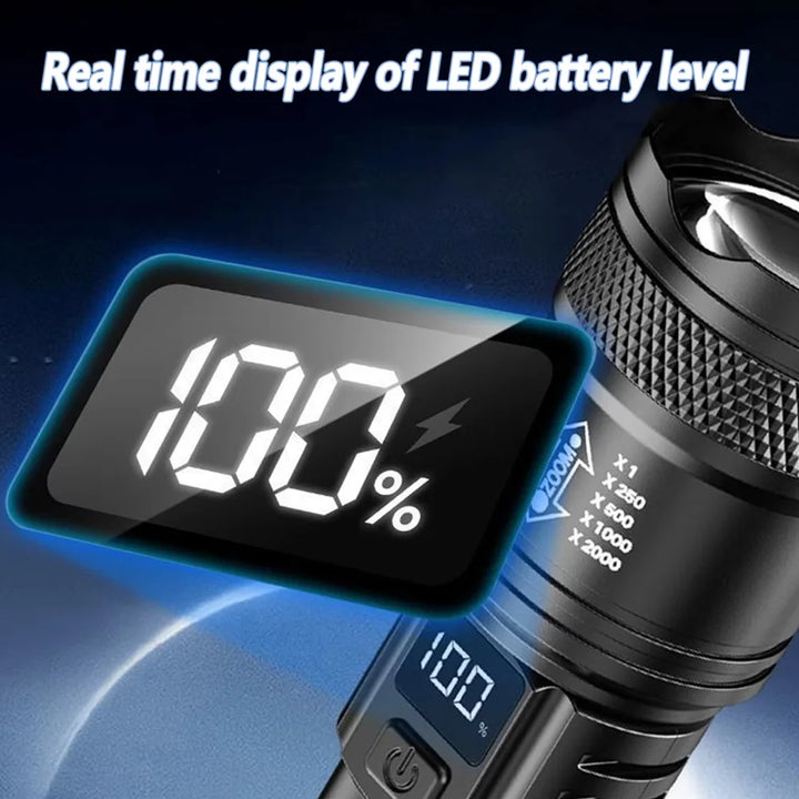 Rechargeable LED tactical flashlight for outdoor use