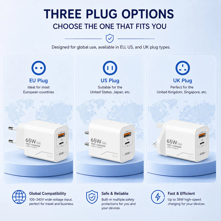 65W GaN dual-port fast wall charger