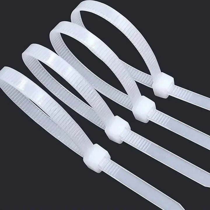 Self-locking nylon cable ties, assorted sizes
