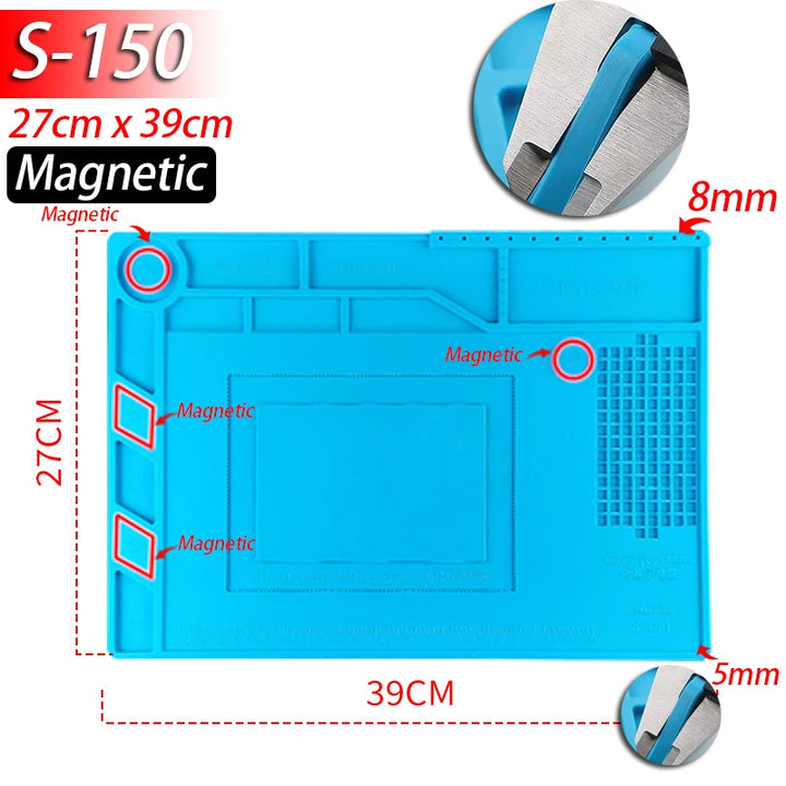 Heat-resistant silicone soldering mat with anti-static surface