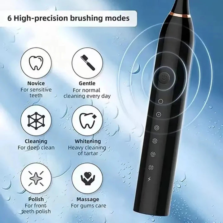 Rechargeable electric toothbrush with 6 cleaning modes