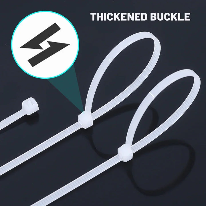 Self-locking nylon cable ties, assorted sizes