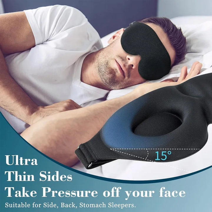 3D contoured memory foam sleep mask, light-blocking eye mask