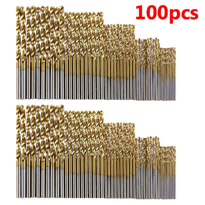 Titanium-coated HSS drill bit set, multiple sizes