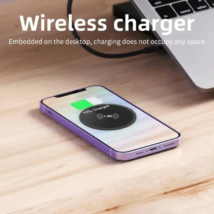 Embedded Desktop Wireless Charger – charging an iPhone