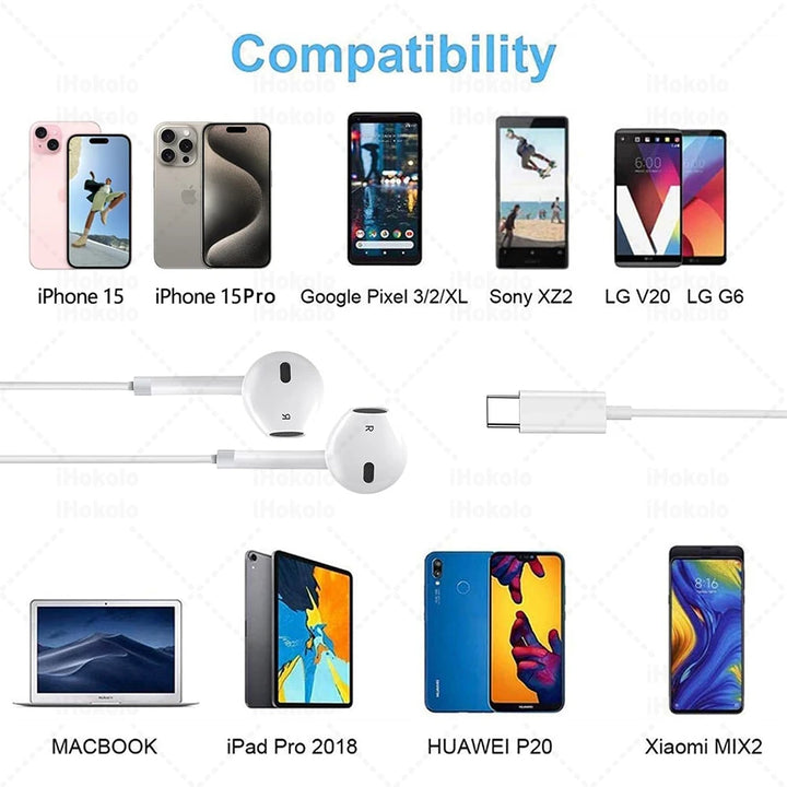 USB-C Wired Earbuds with Mic