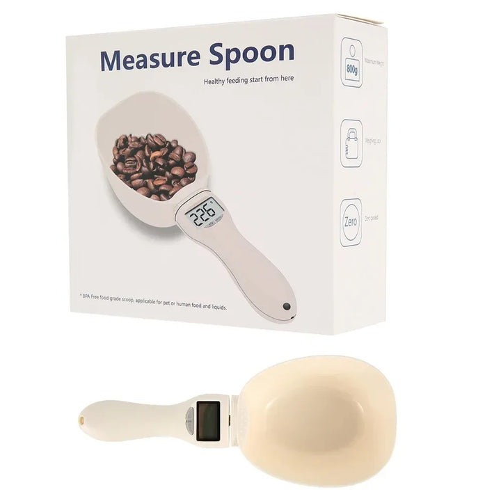 Digital Pet Food Scale with Measuring Scoop – portion measuring demo (view 2)