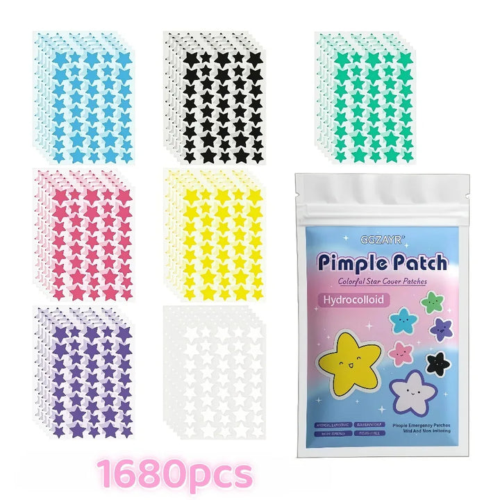 Hydrocolloid pimple patches, star-shaped acne spot treatment