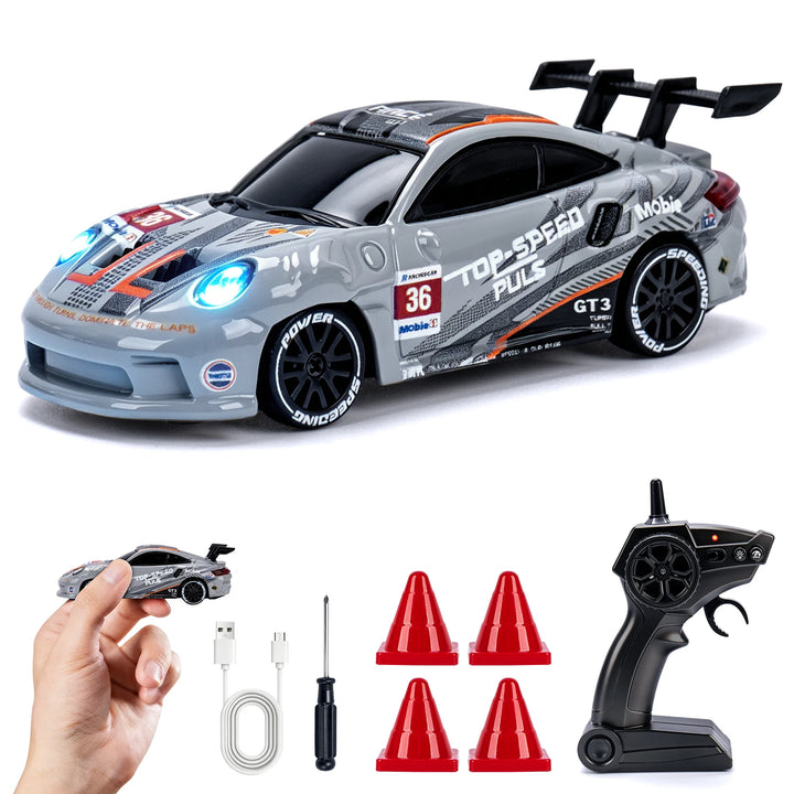 1/64 Scale High-Speed Drift RC Car – LED lights on (view 5)