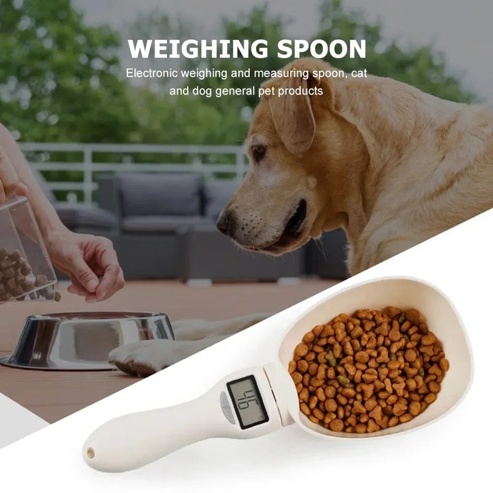 Digital Pet Food Scale with Measuring Scoop – in-use with cat food