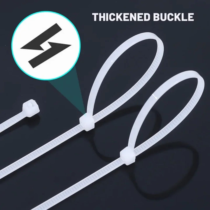 Self-locking nylon cable ties, assorted sizes