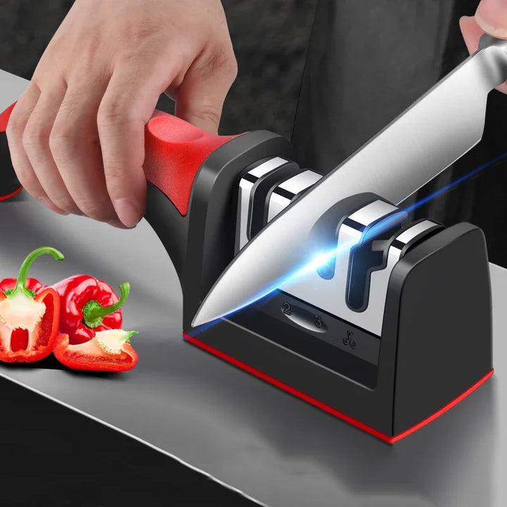 3-in-1 kitchen knife sharpener with ceramic stone