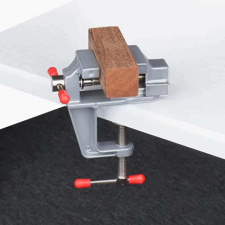 Mini aluminum bench vise clamp for hobby and craft work